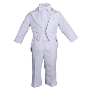 Little Things Mean AlotBoys Formal White 5-Piece Classic Tux Set w/ Tail 9 mos